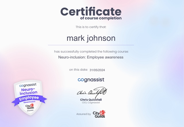 Neuroinclusive employee awareness certificate - Cognassist 