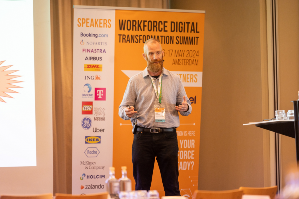 Mark presenting on stage 1